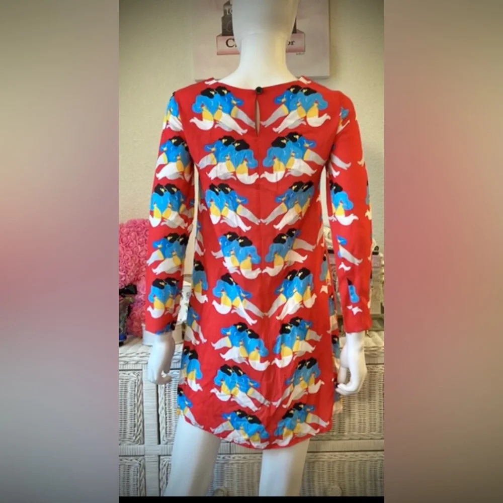Nooworks Mini Dress Double Ladies Graphics Long Sleeves in Blue & Red size XS